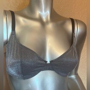 Lilly of France metallic silver unlined underwire bra. Size 36B